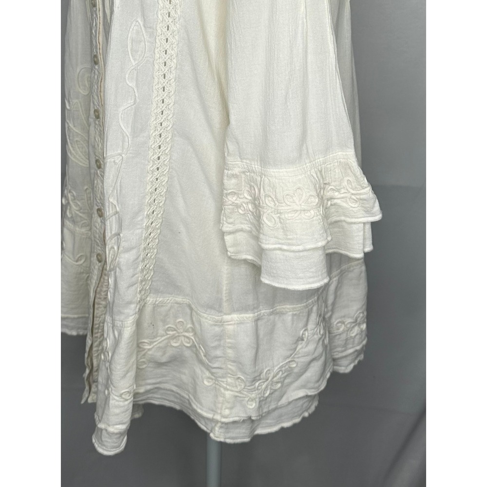 G Designs Natural Fashions Cream Embroidered Cotton Tunic Top Peru Boho Medium - Picture 8 of 10